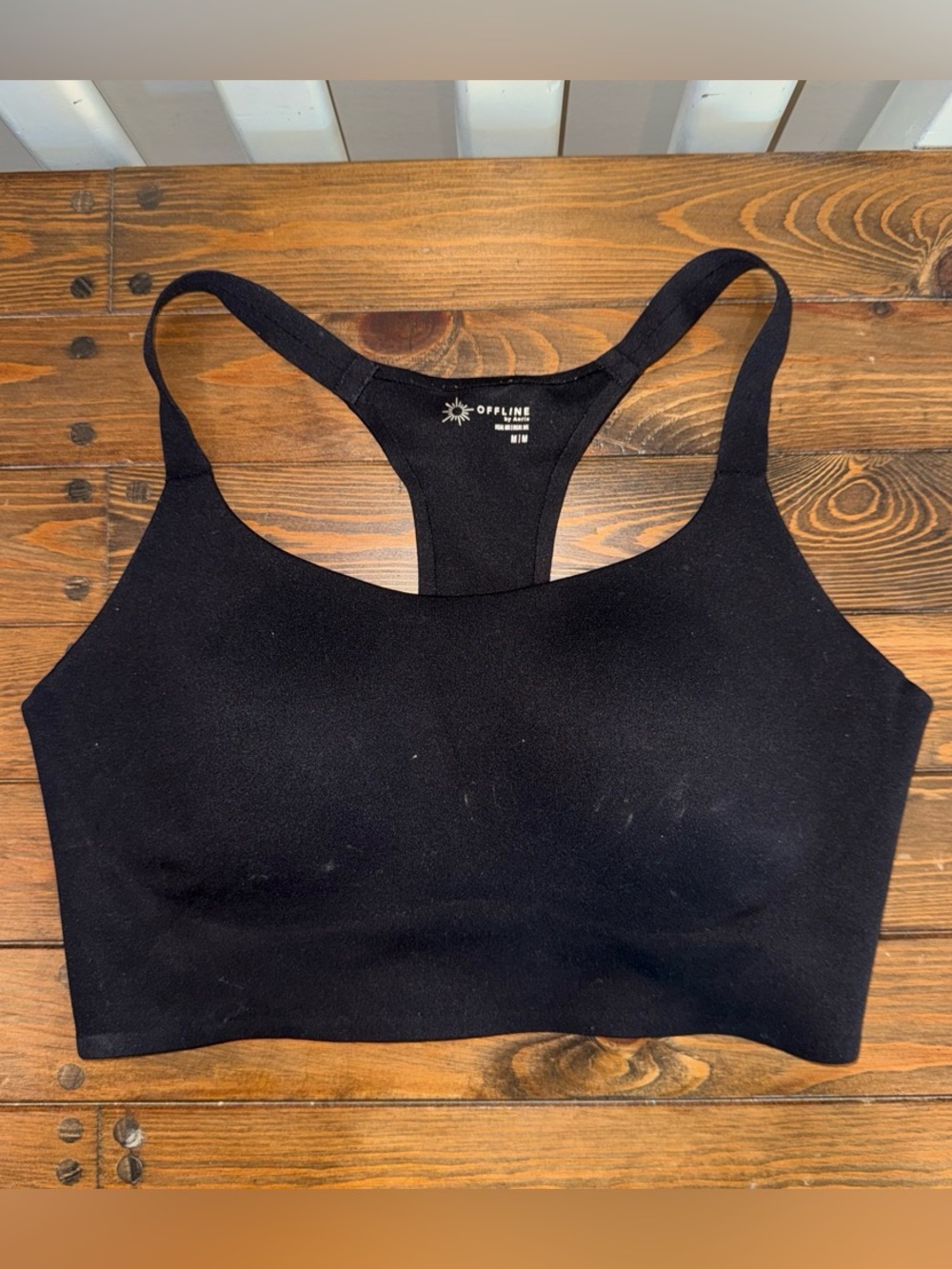 aerie Black Seamless Racerback Sports Bra